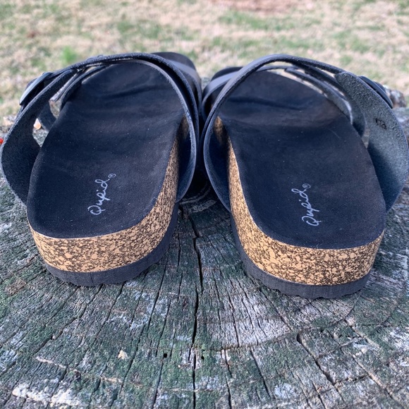 Qupid Luka Sandal | Black Cork with Buckles - Picture 4 of 6